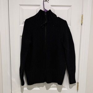 GAP Black Knit Zip-Up Cardigan